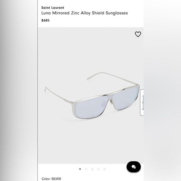 Saint Laurent Luna Mirrored Zinc Alloy Shield Sunglasses - Picture 3 of 6